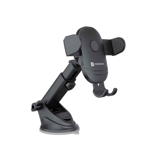 LX INDIA Mobile Holder Portronics Clamp M2 Adjustable Car Mobile Phone Holder Stand (Black)