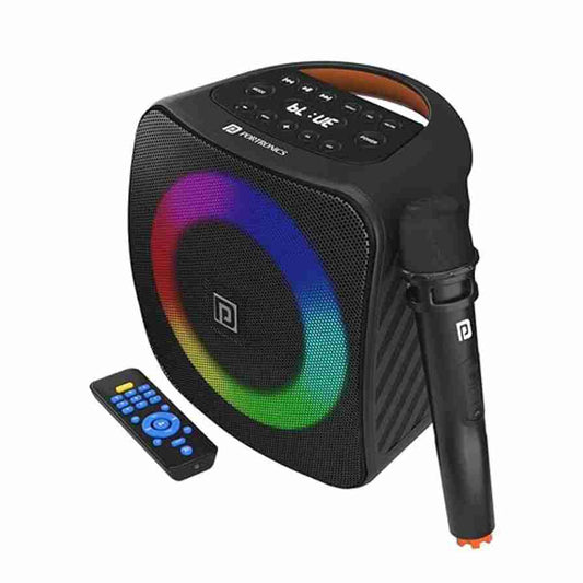 LX INDIA Speaker Portronics Dash 40W TWS Bluetooth Portable Speaker with Wireless Karaoke Mic (Black)