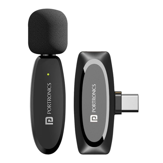 LX INDIA microphone Portronics Dash 7 Omnidirectional Type C Wireless Microphone (Black)