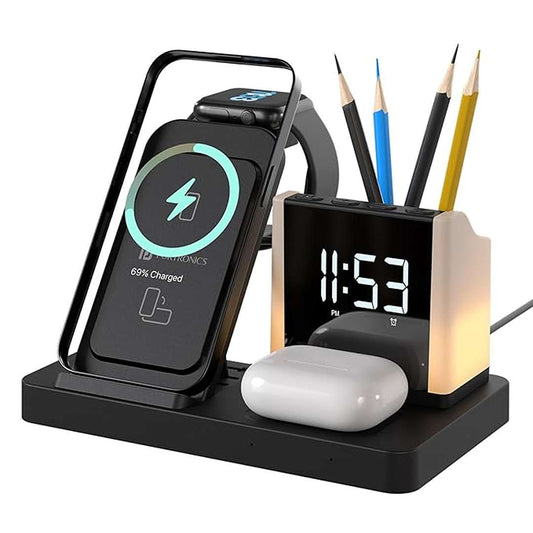 LX INDIA charging stand Portronics HexaCharge 6in1 15W Fast Magnetic Wireless Charging (Black)