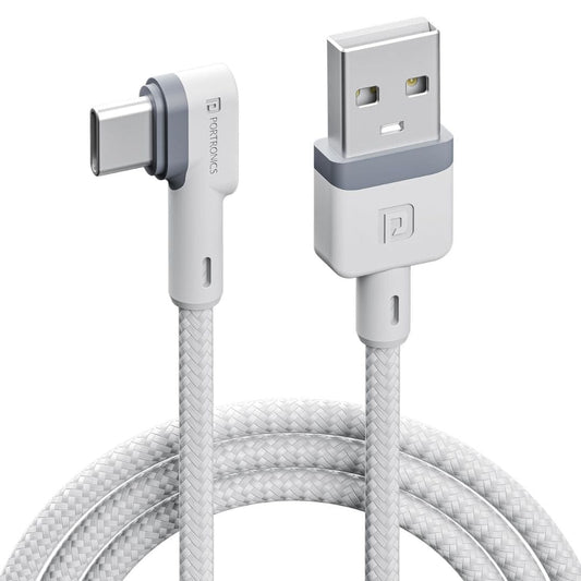 LX INDIA USB C & OTG Cables Portronics Konnect L POR-1403 Fast Charging 3A Type-C Cable 1.2 Meter (White)