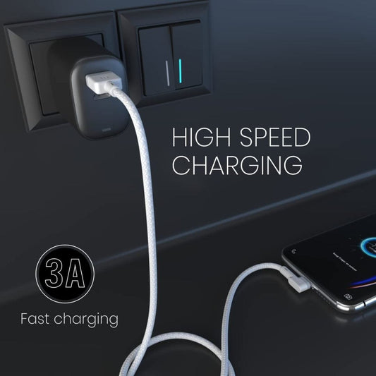 LX INDIA USB C & OTG Cables Portronics Konnect L POR-1403 Fast Charging 3A Type-C Cable 1.2 Meter (White)