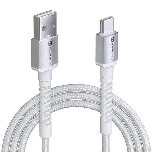 LX INDIA USB C & OTG Cables White Portronics Konnect X USB to Type C Cable with 3A Output , 1M Long