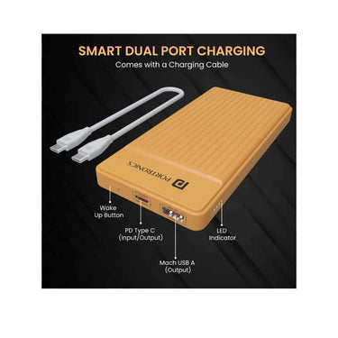 LXINDIA Power Bank Portronics Luxcell B 10K 10000 mAh (Yellow)