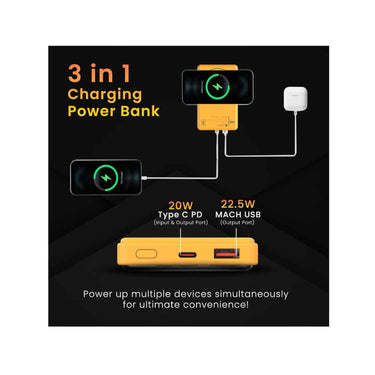 LXINDIA Power Bank Portronics Luxcell Wireless Mini 10k 10000mAh (Yellow)