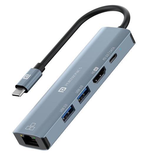 LX INDIA Dock Station Portronics Mport 51 5-in-1 Type C HUB/Docking Station
