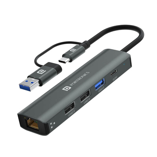 LX INDIA Dock Station Portronics Mport Edge,5 Ports Dual USB Hub Dock