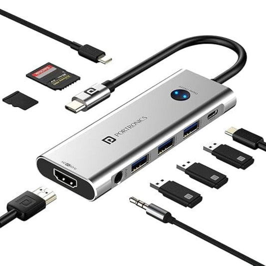 LX INDIA Dock Station Portronics Mport One USB C Hub Dock (9-in-1)