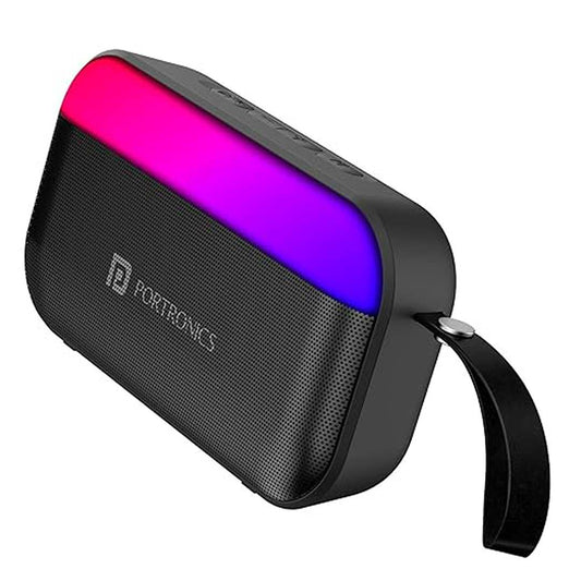LX INDIA Speaker Portronics Plugs 2 8W Portable Bluetooth Speaker with Inbuilt Mic (Black)