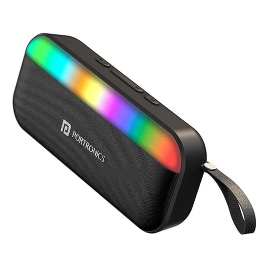 LX INDIA Speaker Portronics Plugs 3 15W Portable Bluetooth Speaker with Inbuilt Mic (Black)