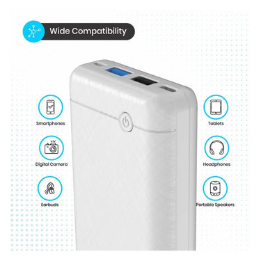 LXINDIA Power Bank Portronics Power Brick II 20000 mAh (White)