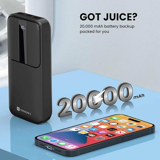 LX INDIA Power Bank Portronics Power D 20k 20000 mAh Power Bank(Black)