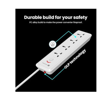 LXINDIA extension board Portronics Power Plate 11 1500W Power Converter with 4 Power Sockets 3M Cord Length (White)