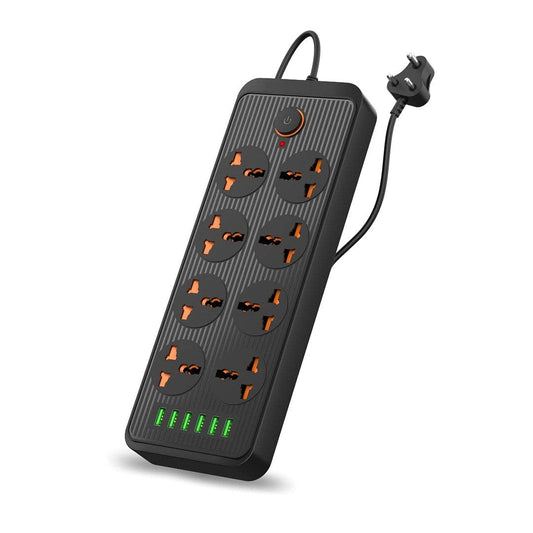 LX INDIA Smart Extension Code Portronics Power Plate 7 with 6 USB Port + 8 Power Sockets Power Strip Extension Board with 2500W, 3Mtr Cord Length, 2.1A USB Output(Black), 250 Volts