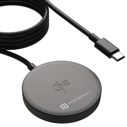 LX INDIA wireless charger Black Portronics Quikk 15W Qi2 Certified Fast Charging Wireless Charger