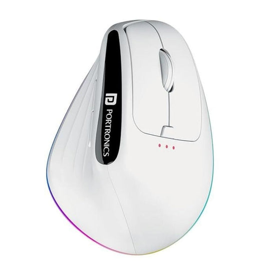 LX INDIA mouse Portronics Toad Ergo 3 Ergonomic Wireless Mouse with RGB, 2400 DPI, Dual Mode BT & 2.4GHz Connectivity