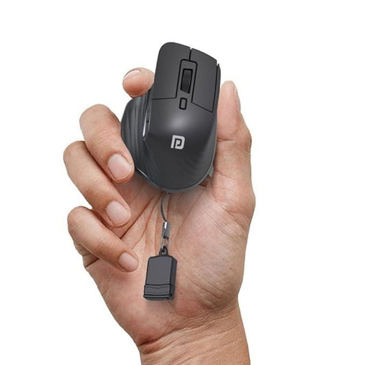 LX INDIA Mouse Black Portronics Toad Mino Rechargeable Bluetooth Mouse with Small Compact Size, Dual Wireless (Bluetooth + 2.4 GHz)