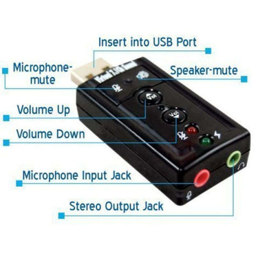 LXINDIA Sound Card Powerpak USB External Sound Card Audio Mic Adapter for Laptop or PC Just Plug and Play