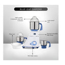 LXINDIA Grinders Preethi Blue Leaf Diamond MG 214 750W Mixer Grinder with 3 Jars (Blue White)