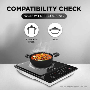 LXINDIA Induction Cooktop Preethi Indicook IC123 1600 Watt Induction Cooktop Crystal Glass (Black)