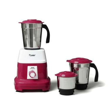 LXINDIA Grinders Prestige 500 Watts Orion Mixer Grinder with 3 Stainless Steel Jars (Red &amp; White)