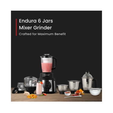 LXINDIA Grinders Prestige Endura 1000W Mixer Grinder 6 Jars (Black and Silver)