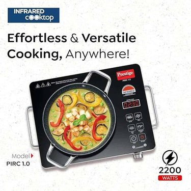 LXINDIA Induction Cooktop Prestige Infrared Cooktop PIRC 1.0 2200W Stainless Steel Ceramic