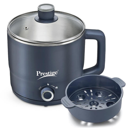 LX INDIA Electric Egg Boiler and Steamer Prestige Multi-Cooker 1.5 Litre with Steamer and Egg Rack (For Egg Boiling)| Precise Temperature Control| Elegant Glass Lid| Concealed Element| 360 Degree Swivel| Cool Touch Handle| PMC 4.0