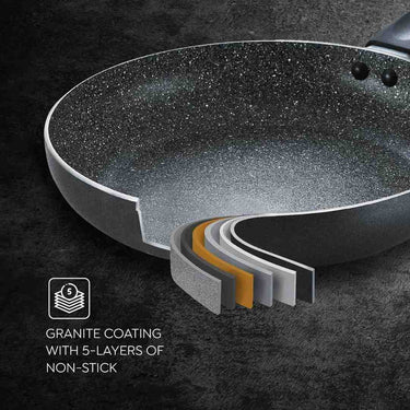 LXINDIA cookware Prestige Omega Deluxe Granite Aluminium 3 Pcs Set- Tawa, Fry Pan &amp; Kadai