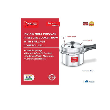 LXINDIA cookware Prestige Popular Svachh Aluminium 1.5 Litre Pressure Cooker