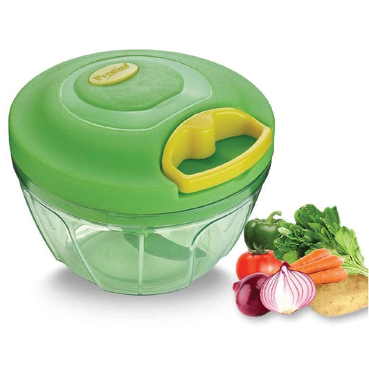 LX INDIA Chopper Prestige PVC 7.0 Veggie Cutter with 3 Stainless Steel Blades|Capacity-450ML|Green