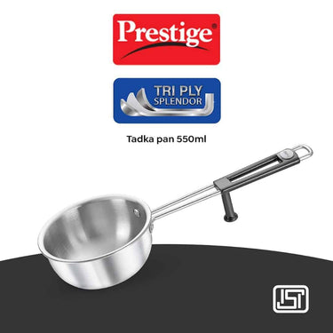 LXINDIA cookware Prestige Tri-ply Splendor Tadka Pan 13 cm 550ml Stainless Steel