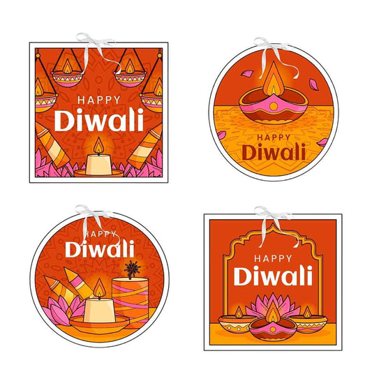 LXINDIA Tag PRETTY UR PARTY Diwali Gift Tags with String red