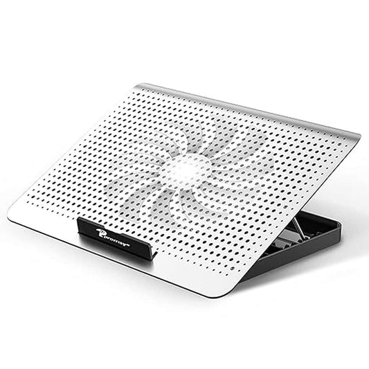 LX INDIA Cooling pad Proffisy Aluminum Laptop Cooling Pad with One Big Quiet Cooling Fan (Silver)
