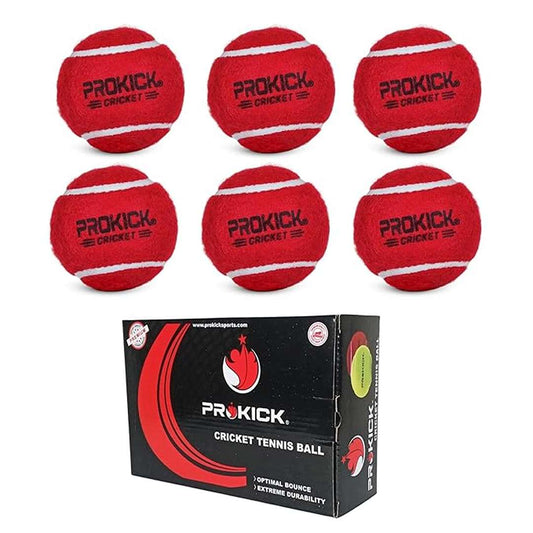 LX INDIA Tennis Ball Prokick Cricket Tennis Ball - Lightweight & Heavy Weight (Pack of 6 - Red Heavy)
