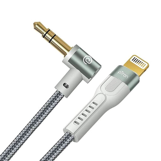 LX INDIA AUX Cables pTron 8-pin iOs to 3.5mm Aux Cable1.5m Nylon Braided Solero A15 (Grey) PACK OF 2