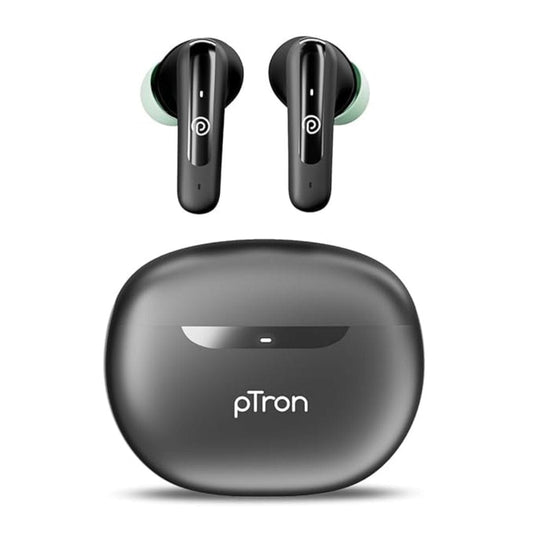 LX INDIA Earbuds pTron Bassbuds Astra In-Ear TWS Earbuds with Stereo Sound (Black & Green)