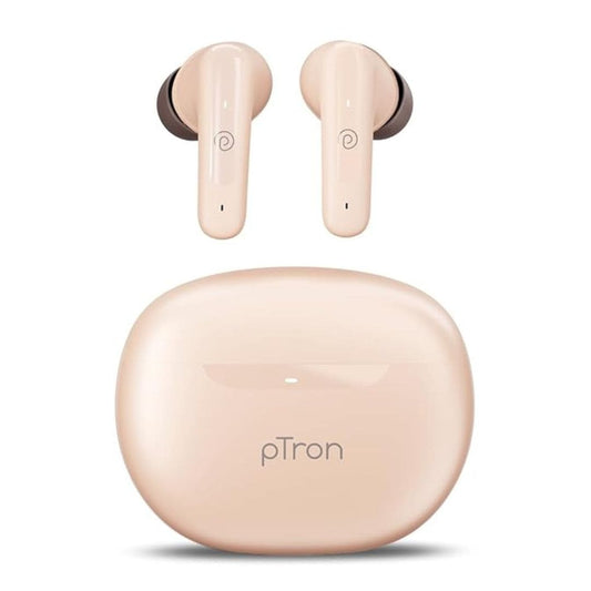 LX INDIA Earbuds pTron Bassbuds Astra in-Ear TWS Earbuds with Stereo Sound (Brown)