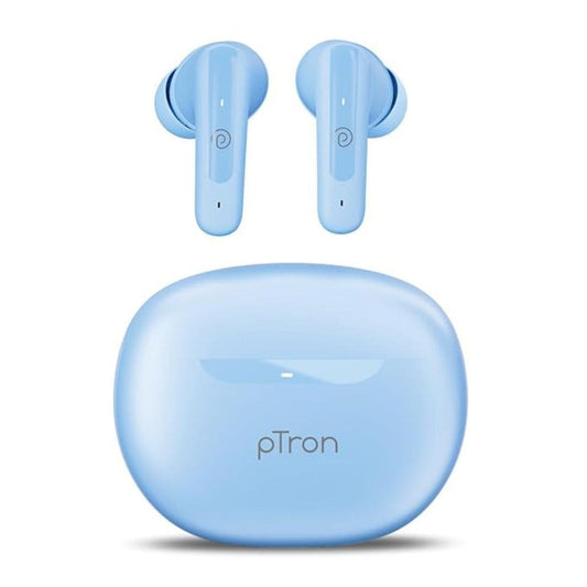 LX INDIA Earbuds pTron Bassbuds Astra in-Ear TWS Earbuds with Stereo Sound (Light Blue)