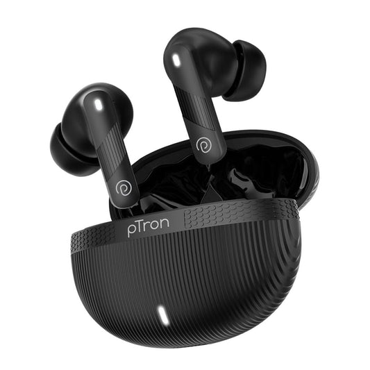 LX INDIA Earbuds Black pTron Bassbuds Fury in-Ear TWS Earbuds with 13mm Drivers, 50Hrs Playtime