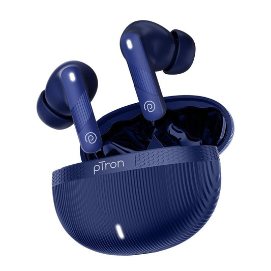 LX INDIA Earbuds Blue pTron Bassbuds Fury in-Ear TWS Earbuds with 13mm Drivers, 50Hrs Playtime
