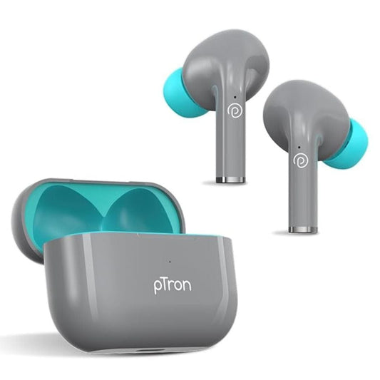LX INDIA Earbuds pTron Bassbuds Neo TWS Earbuds (Smoke Grey)