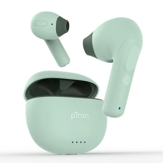LX INDIA Earbuds pTron Bassbuds NX TWS Earbuds (Mint Green)