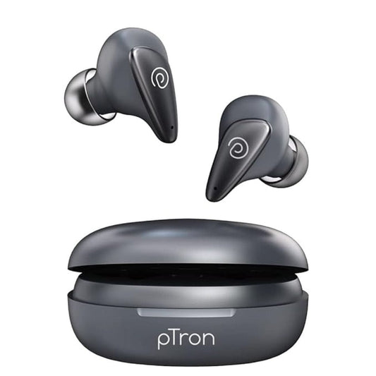 LX INDIA Earbuds pTron Bassbuds Wave TWS Earbuds (Light Grey)