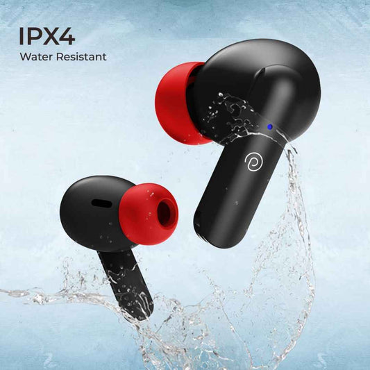 LX INDIA Earbuds pTron Basspods P81 in-Ear Wireless Earbuds (Black & Red)