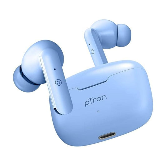 LX INDIA Earbuds pTron Basspods P81 in-Ear Wireless Earbuds (Blue Matt)