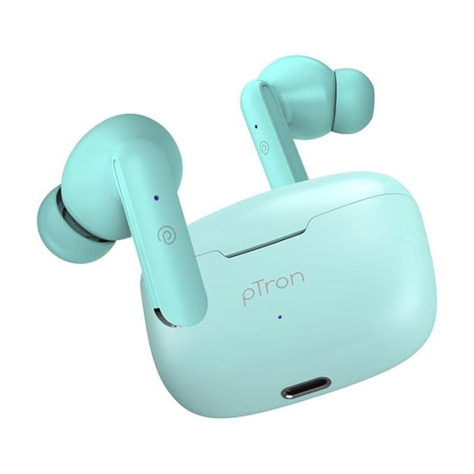LX INDIA Earbuds pTron Basspods P81 in-Ear Wireless Earbuds (Mint Green)