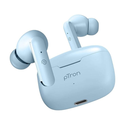 LX INDIA Earbuds pTron Basspods P81 in-Ear Wireless Earbuds (Powder Blue)