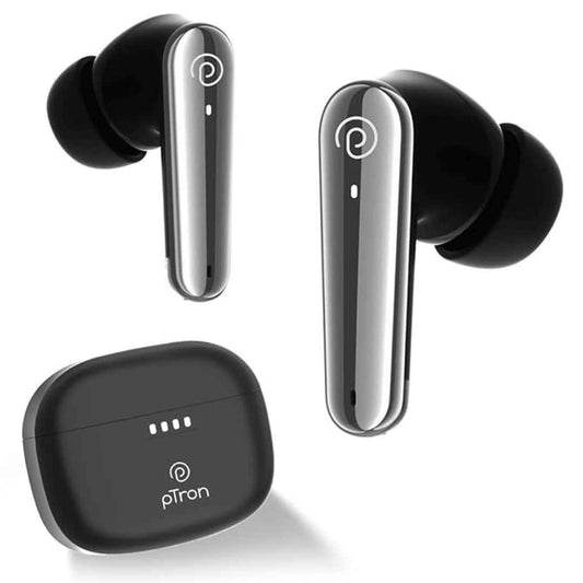 LX INDIA Earbuds pTron Basspods Tour TWS Earbuds with 3D AudioScape (Black)