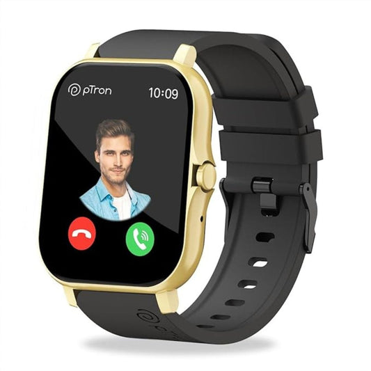 LX INDIA Smart Watch pTron Force X10 Bluetooth Calling Smartwatch (Black/Gold)